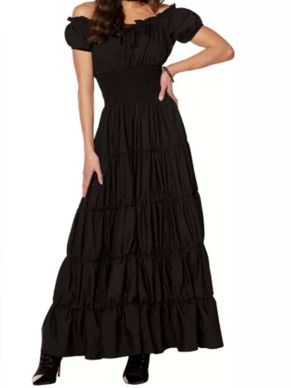 NW/OT SPIRIT HALLOWEEN Womens Peasant Maiden Black Boho Goth Whimsigoth Dress XL